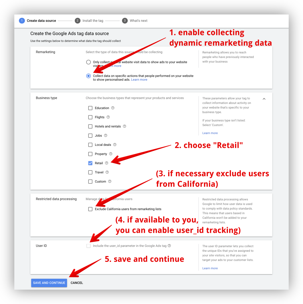 Google Ads audiences setup 2